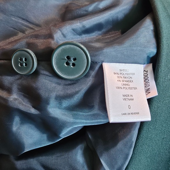 NWT Green New York & Company Stretch Button‎ Up Peak Lapel Blazer Size O - Picture 5 of 8